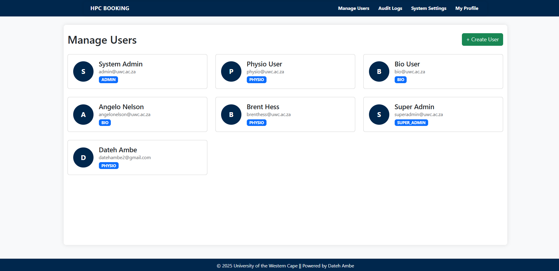 Manage Users Screenshot